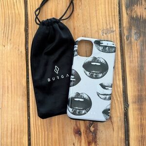 iPhone 11 Burga Black and Gray Lip Print Phone Case